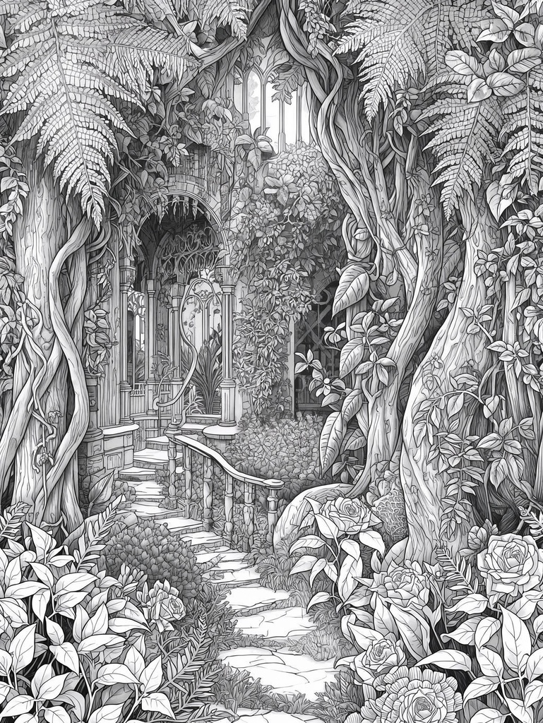 MYSTERIES OF HIDDEN GARDENS. 40 Botanical Coloring Pages (PDF)
