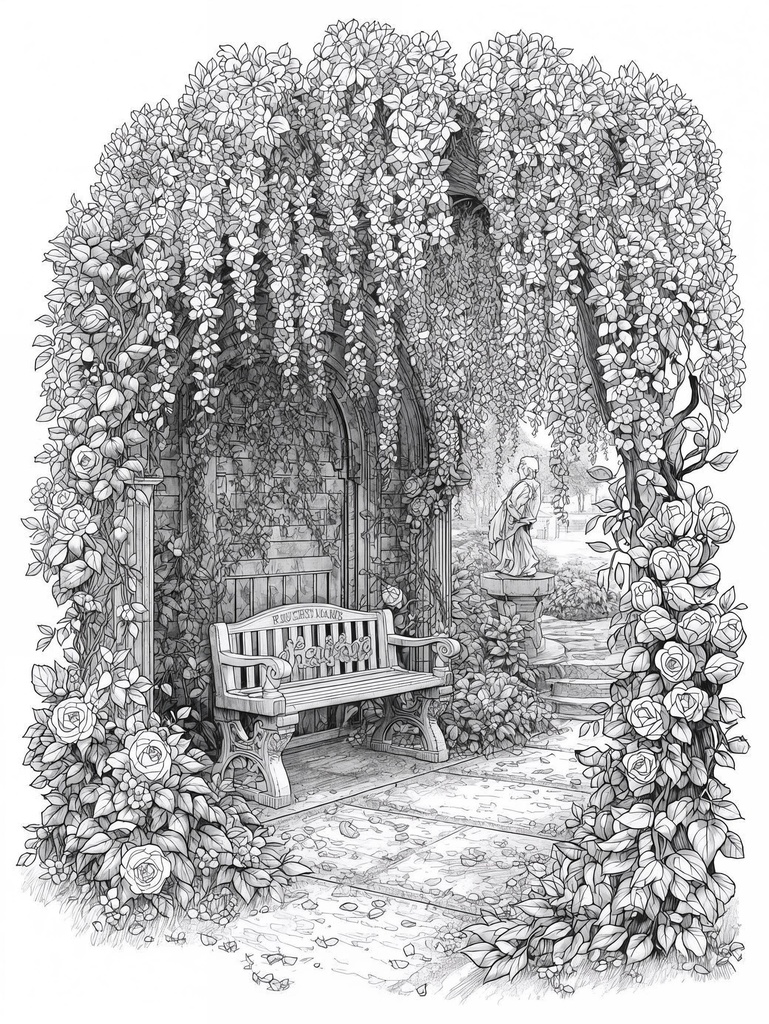 MYSTERIES OF HIDDEN GARDENS. 40 Botanical Coloring Pages (PDF)