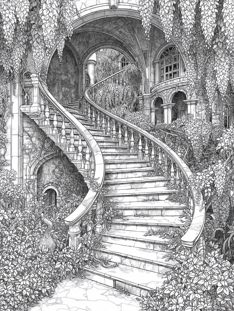 Timeless Art Nouveau: A Coloring Journey Through Enchanted Gardens Sub: 58 Illustrations of Fairies, Angels, and Botanical Scenes