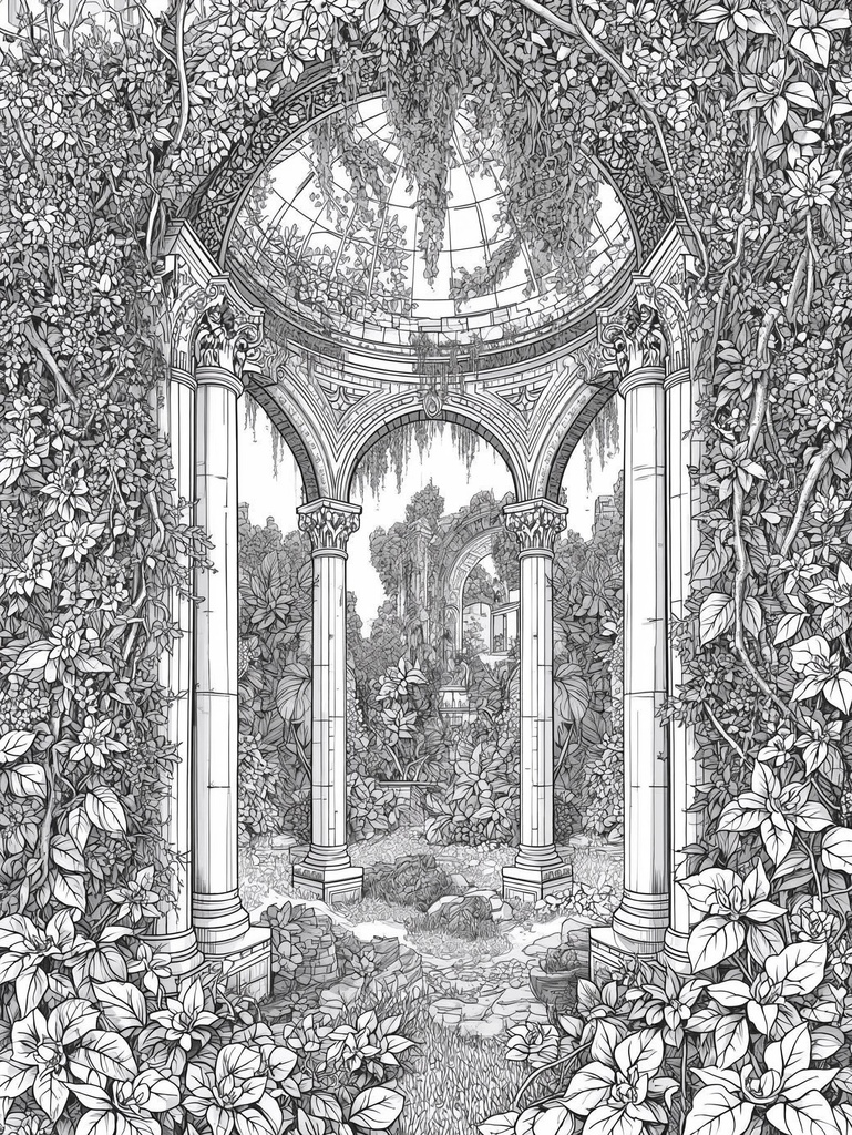 Timeless Art Nouveau: A Coloring Journey Through Enchanted Gardens Sub: 58 Illustrations of Fairies, Angels, and Botanical Scenes