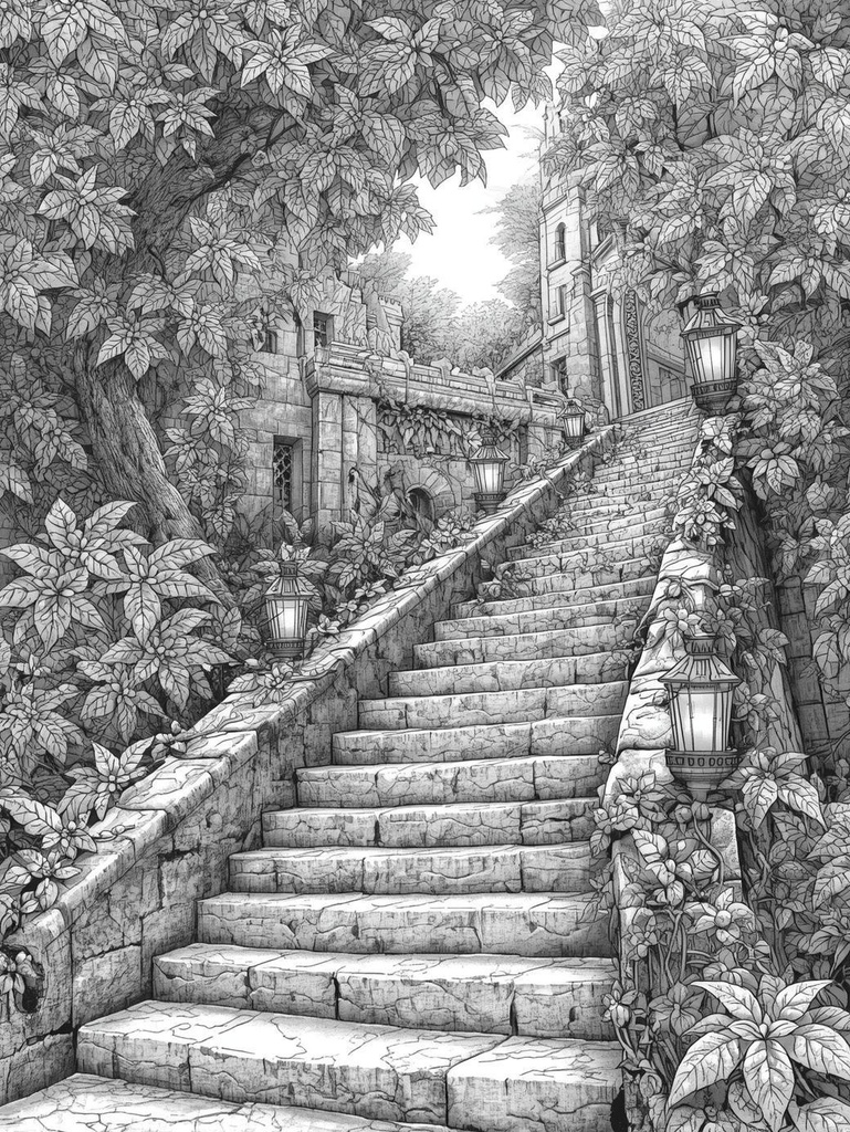 MYSTICAL BOTANICAL GARDEN Detailed Coloring Book