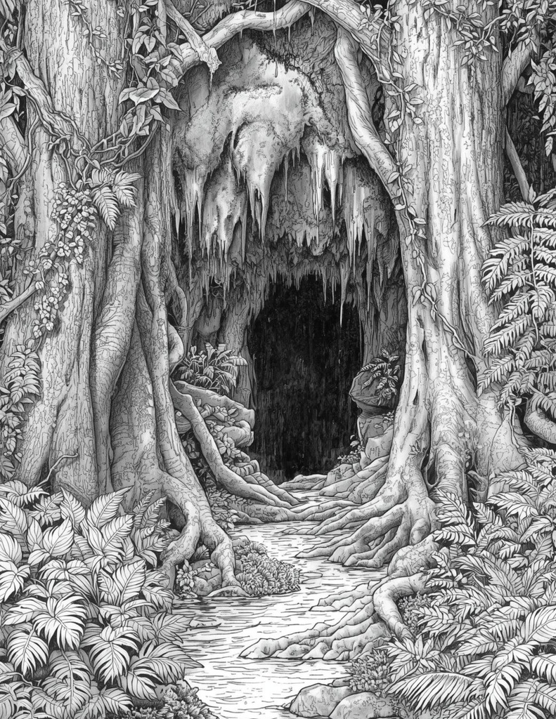 THE WHISPER OF THE WILD WOODS: 原生林と忘れ去られた遺跡の塗り絵 (40のデザイン)