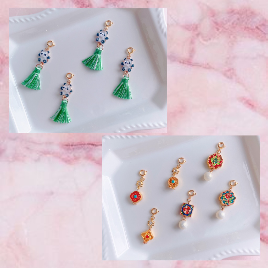 パンダピアス🐼🌿チャイナピアス🪷