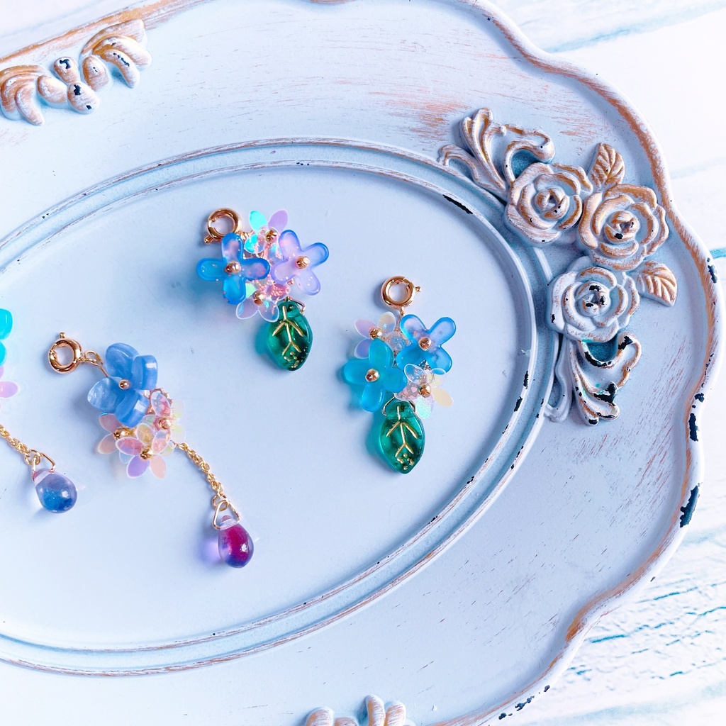 紫陽花ピアス 𓈒𓏸◌💠
