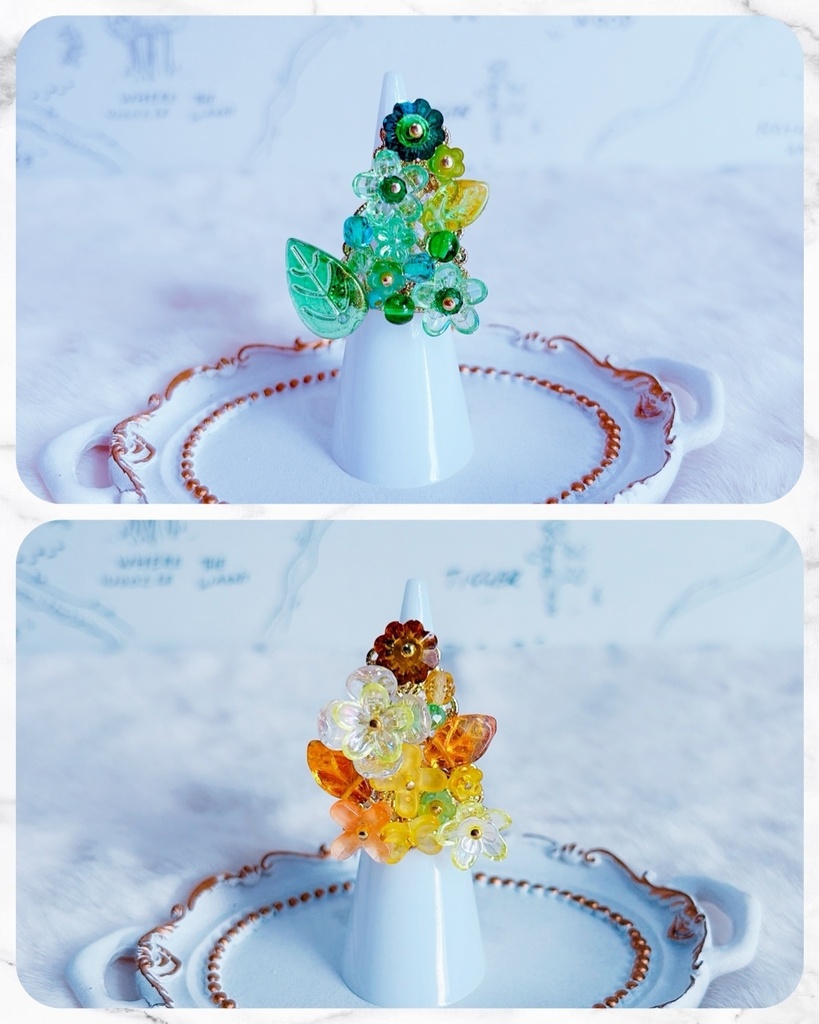 フラワービーズの親指隠しリング💍💐