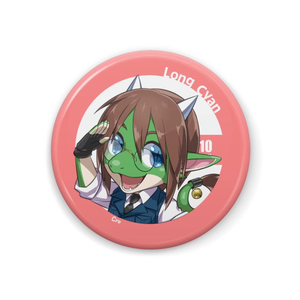 獣眼鏡缶バッジ 龍 紫暗