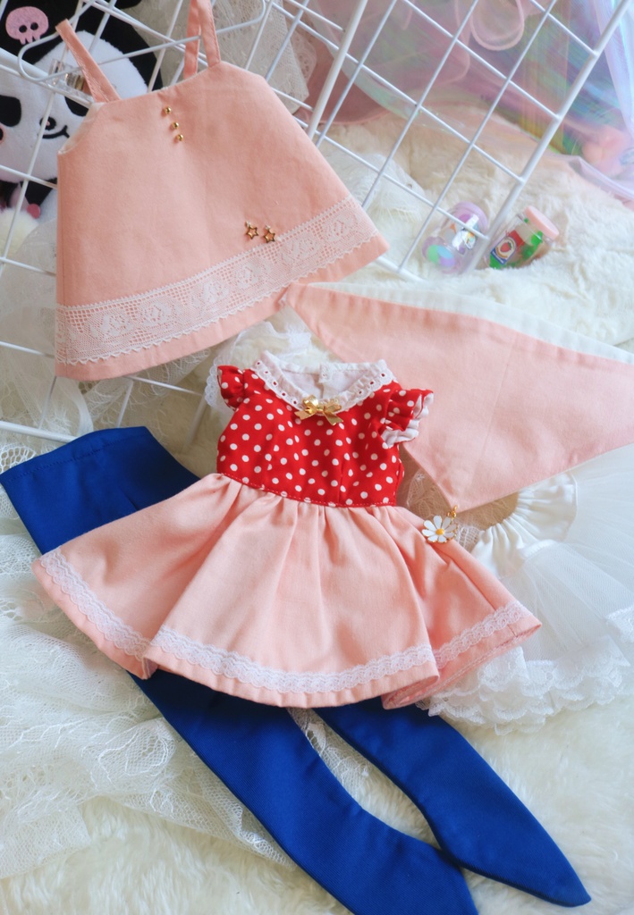 【N.ko】昭和　イチゴアイス　MDDサイズお洋服セット