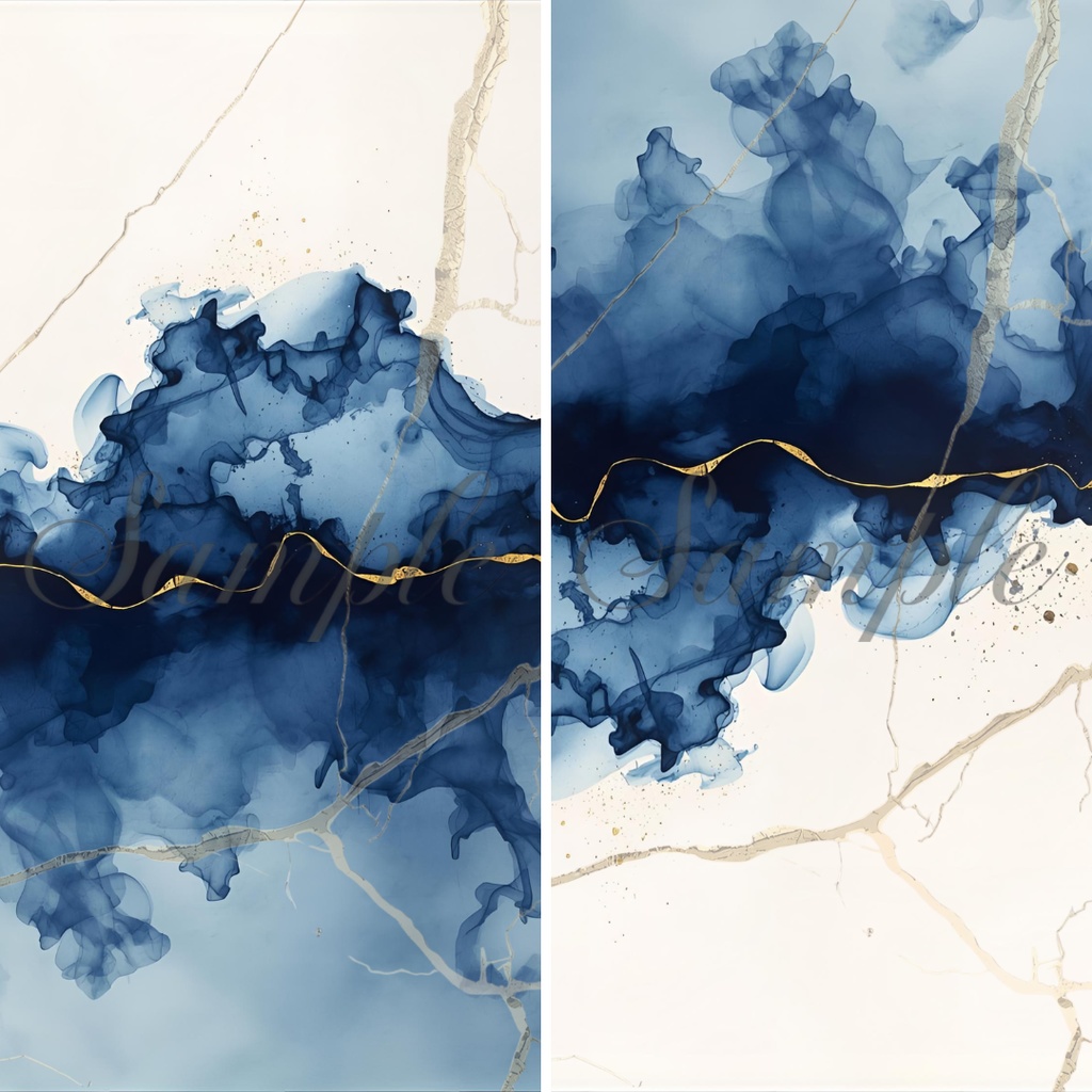 アルコールインク背景素材 6色×2 (全12枚) 上下巻対応デザイン