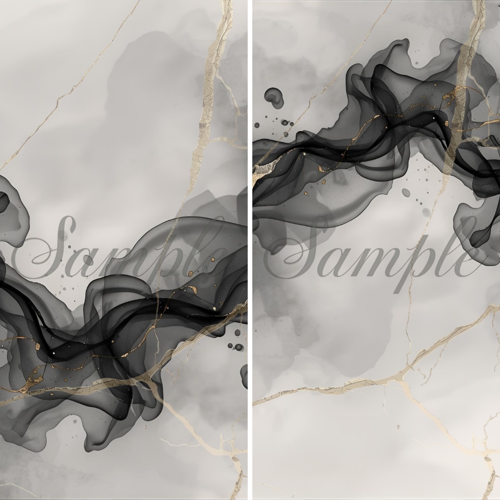 アルコールインク背景素材 6色×2 (全12枚) 上下巻対応デザイン