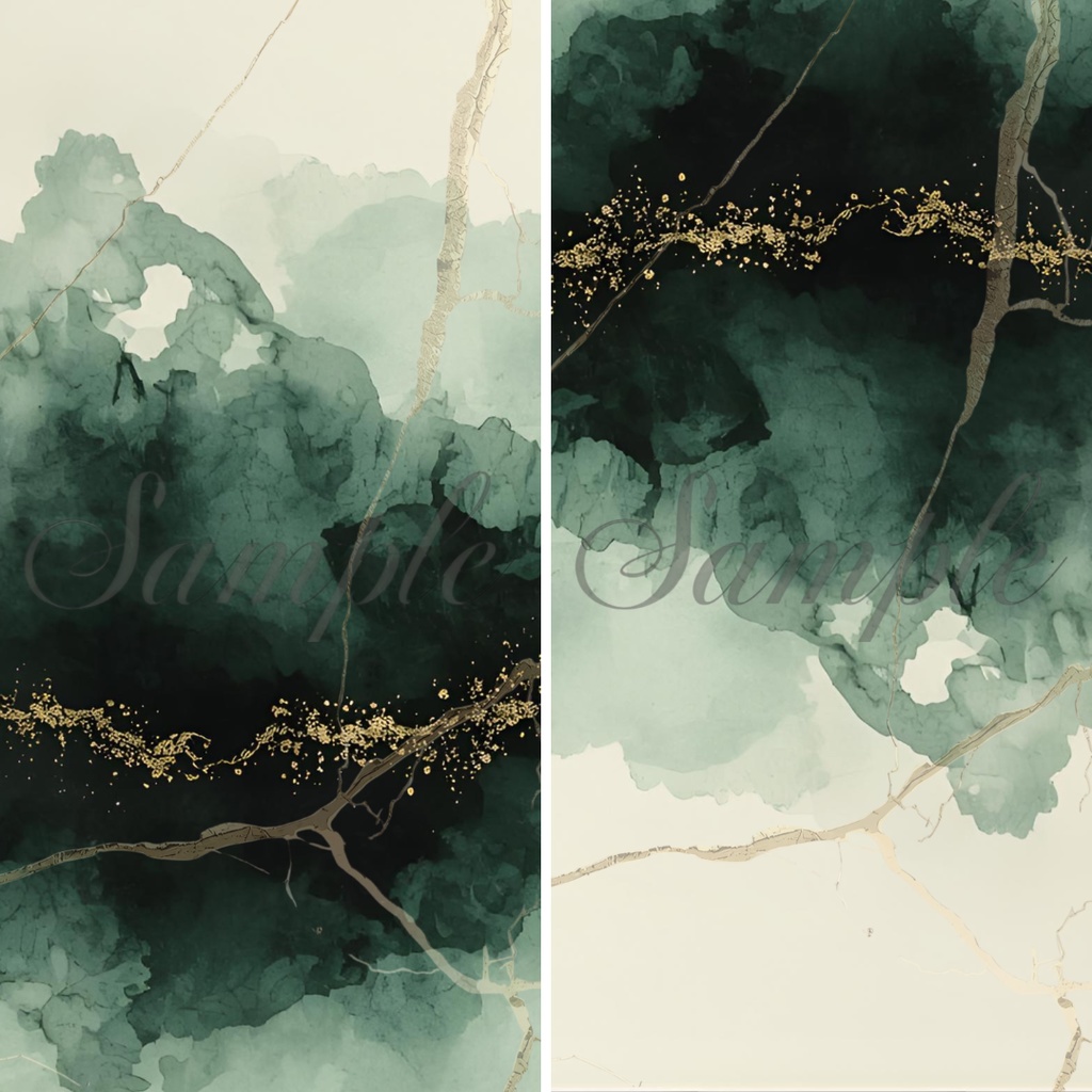 アルコールインク背景素材 6色×2 (全12枚) 上下巻対応デザイン