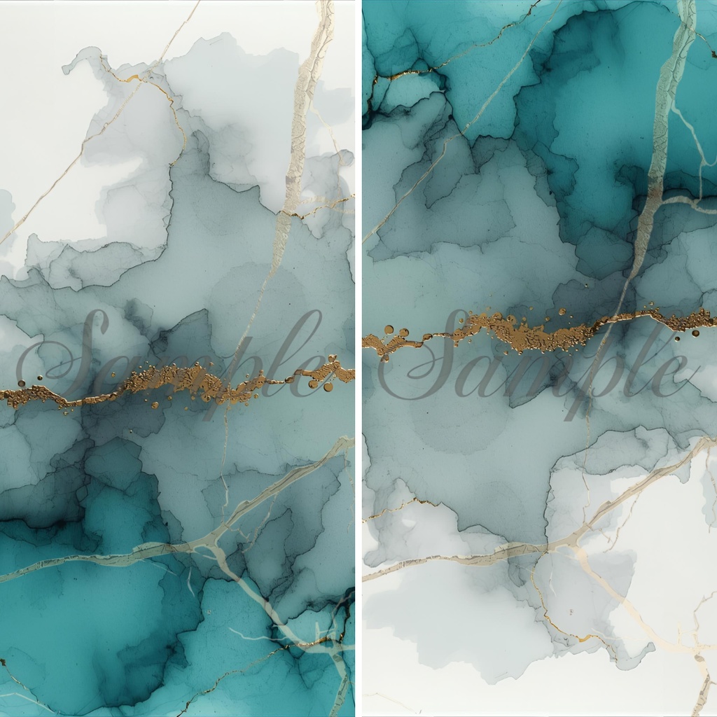 アルコールインク背景素材 6色×2 (全12枚) 上下巻対応デザイン