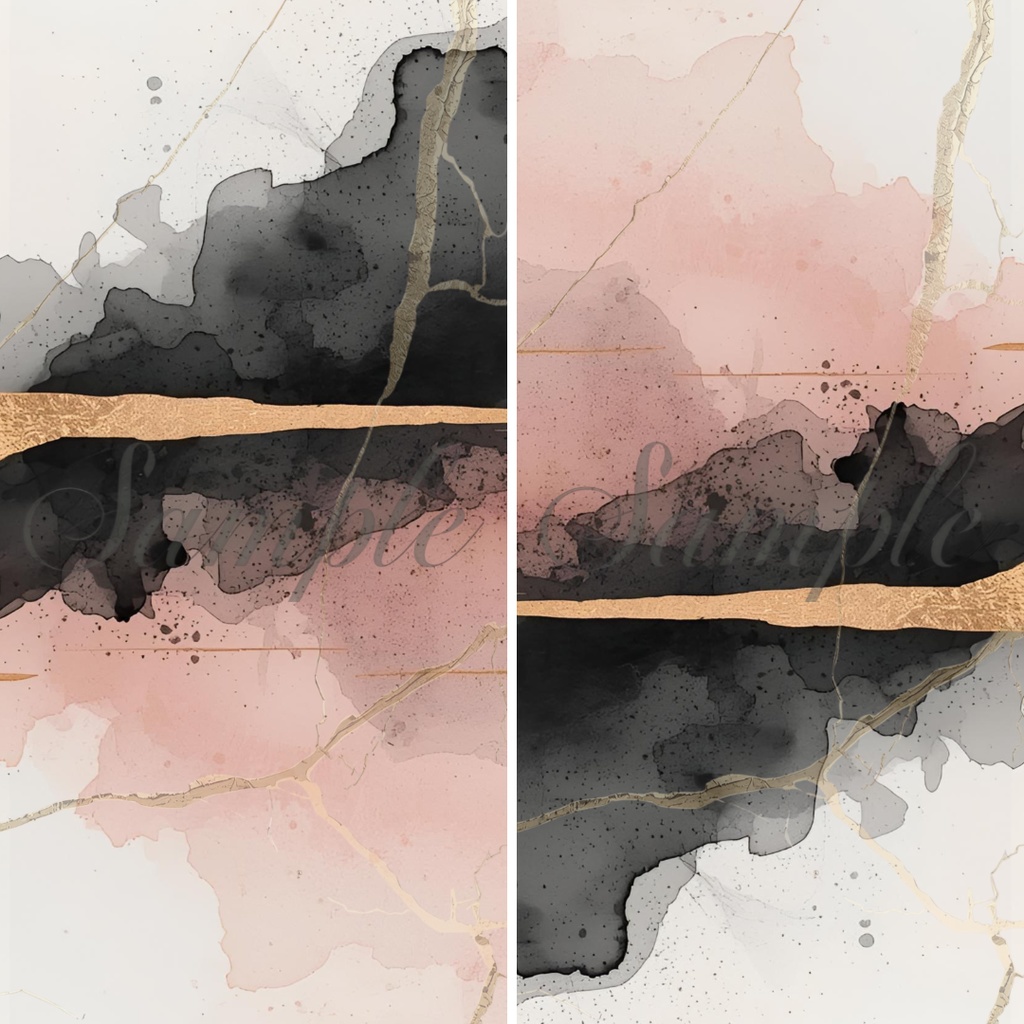 アルコールインク背景素材 6色×2 (全12枚) 上下巻対応デザイン