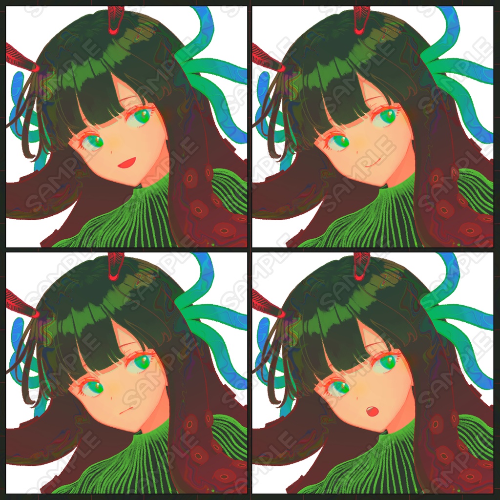 【立ち絵素材】海の生き物擬人化_A【表情4種】