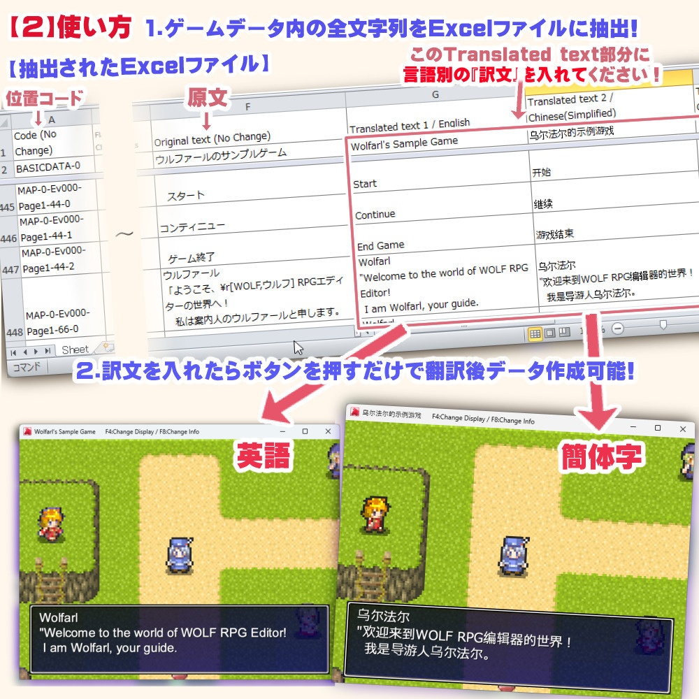 WOLF RPGエディター翻訳サポートツール(Ver2.21)