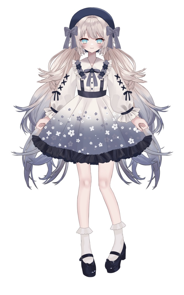 【汎用型】青*白*ワンピちゃん【パーツ分けPSD】