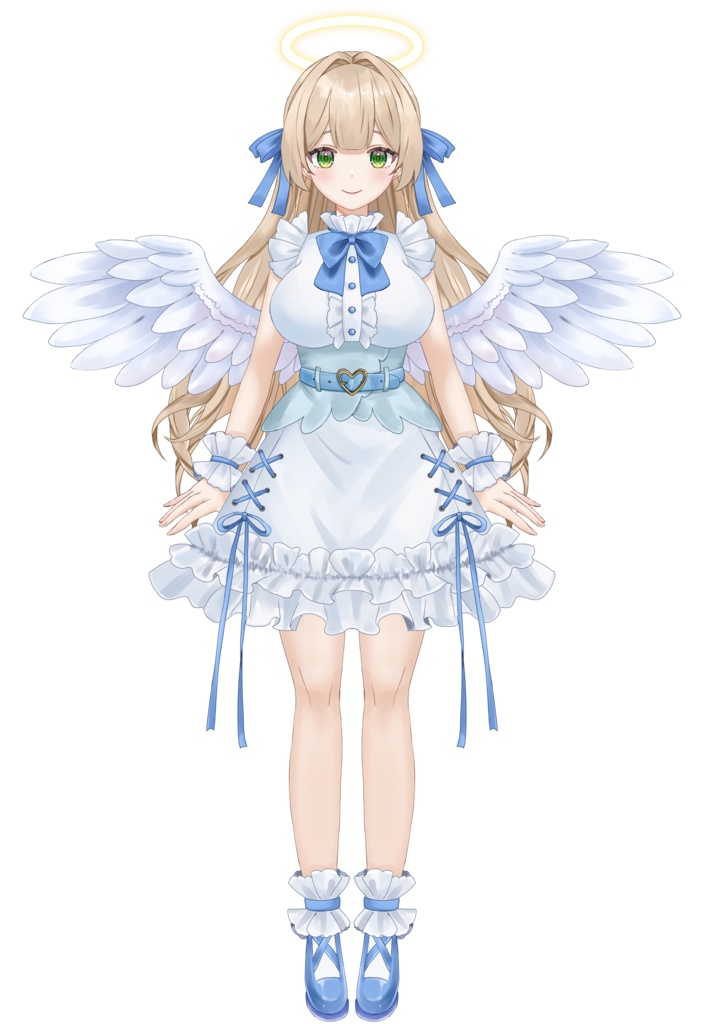 【汎用型】青リボンの天使ちゃん【パーツ分けPSD】