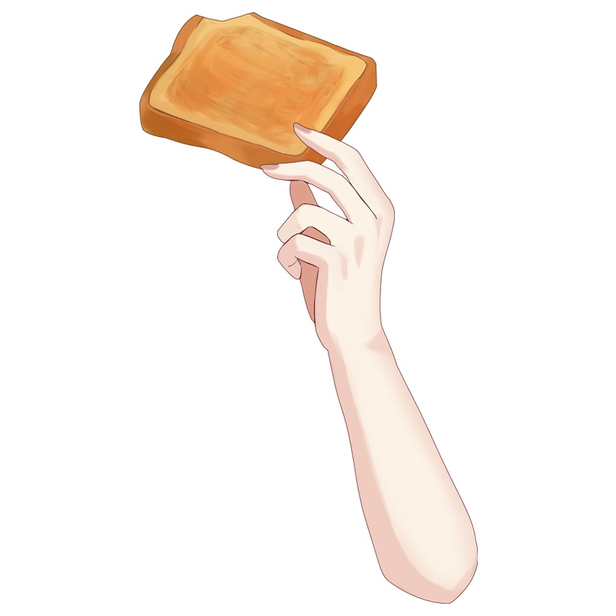 トーストをつまむ手