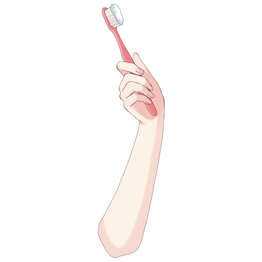 歯ブラシを持った手