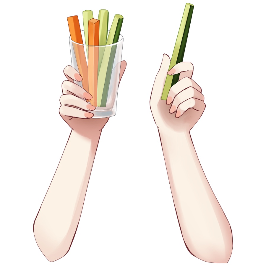 野菜スティックを持った手