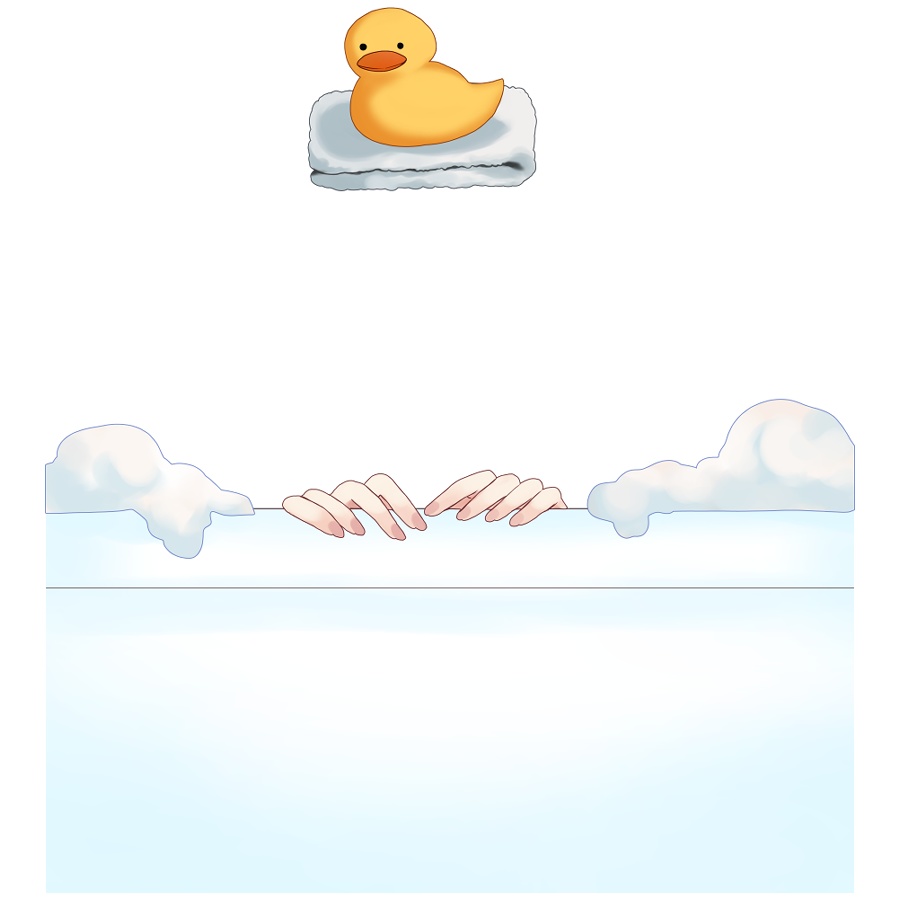 お風呂につかる手＋アヒルさんの素材