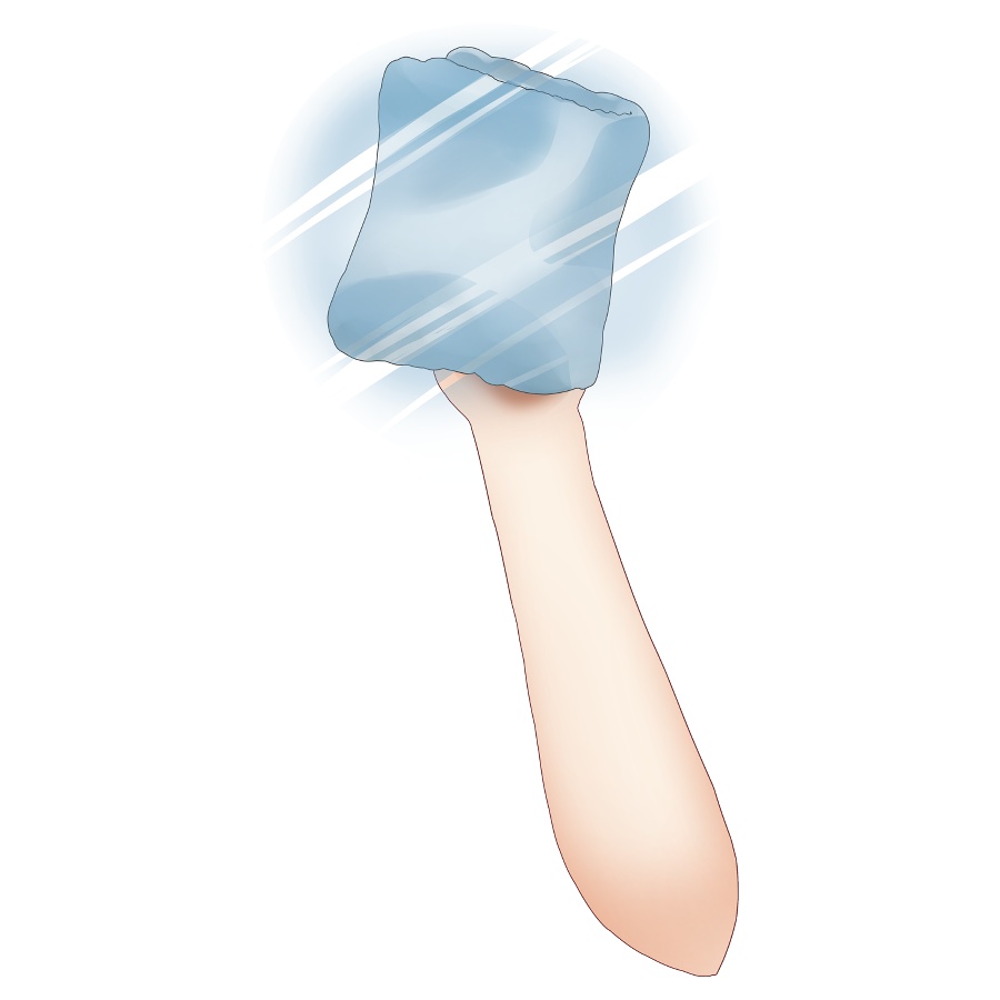 画面を掃除する手