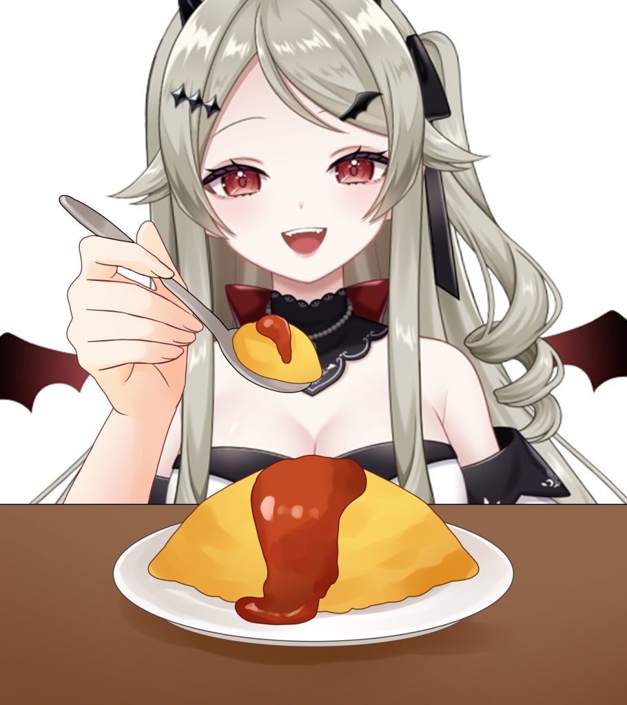 オムライスをあ～んする手