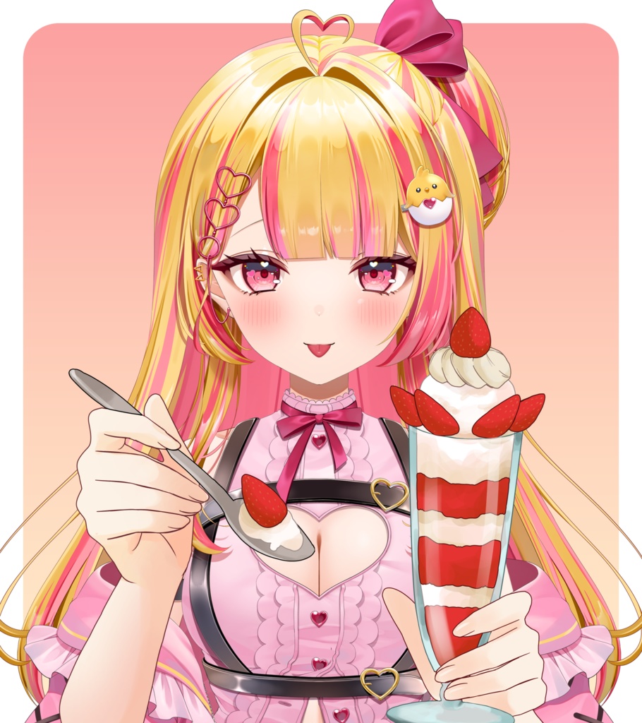 パフェをあ～んする手
