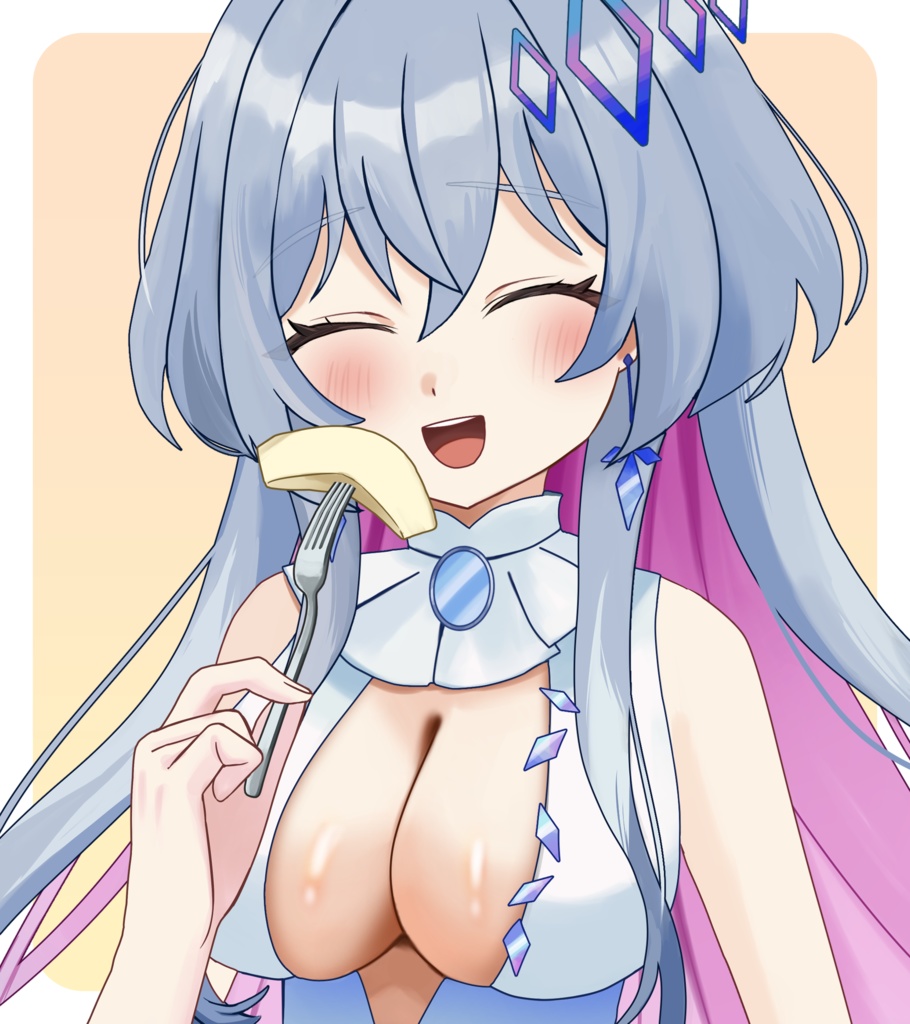 カットした梨を持つ手