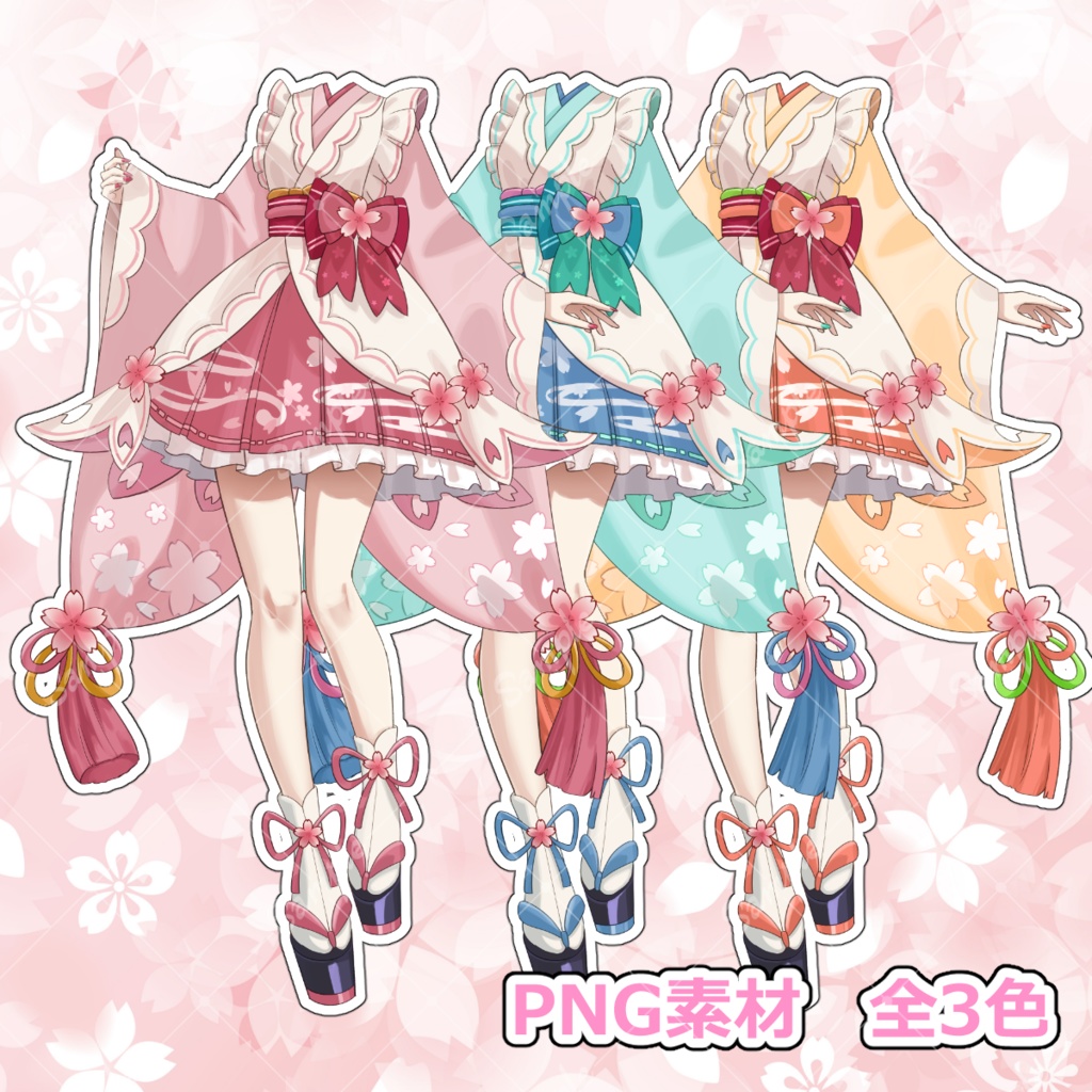 桜な和風ドレス衣装素材