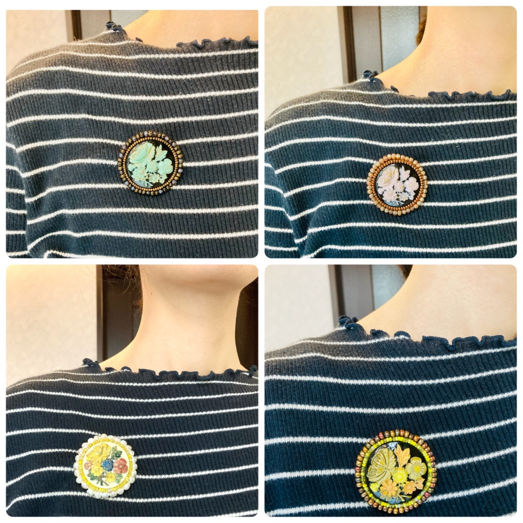 【オリジナル】ヴィンテージフラワーブローチ