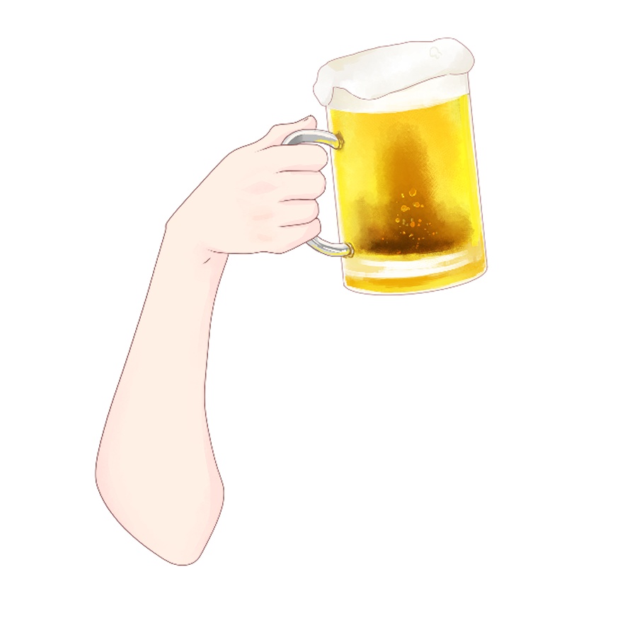 生ビール＆泡ヒゲ素材
