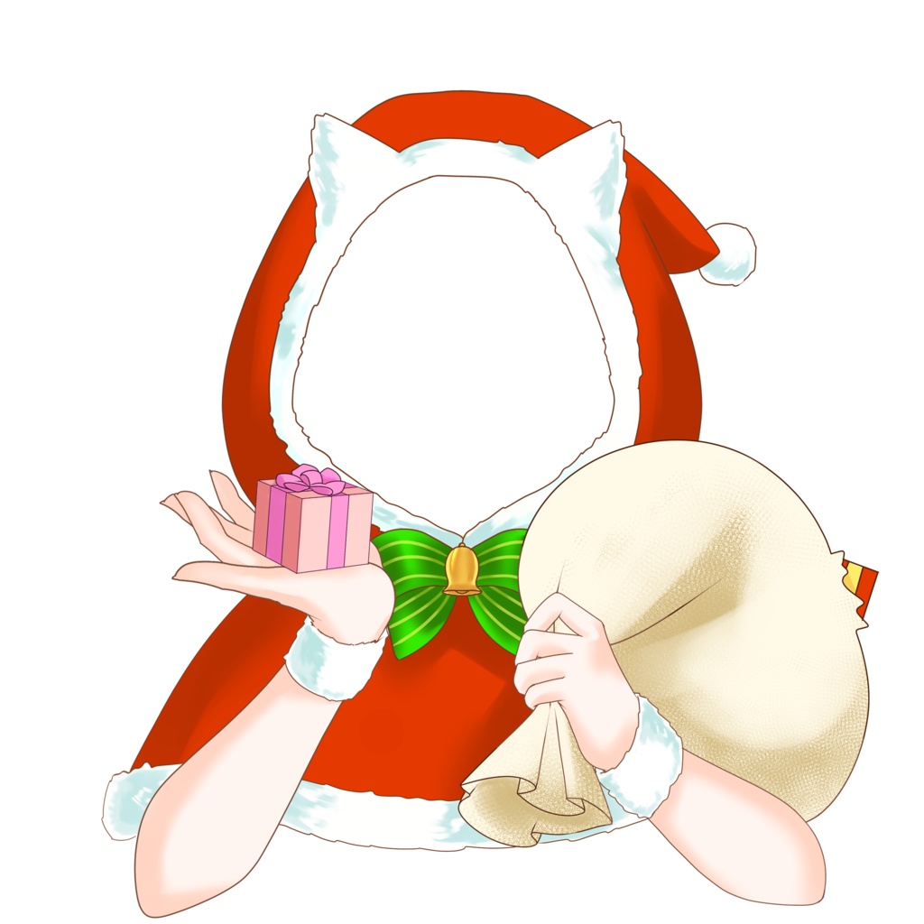 【配信者向け】サンタ×アニマルフード素材:差分3種類