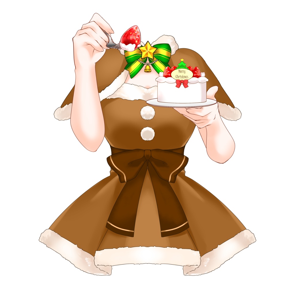 【配信者向け】サンタ衣装&ケーキをあーんできる素材