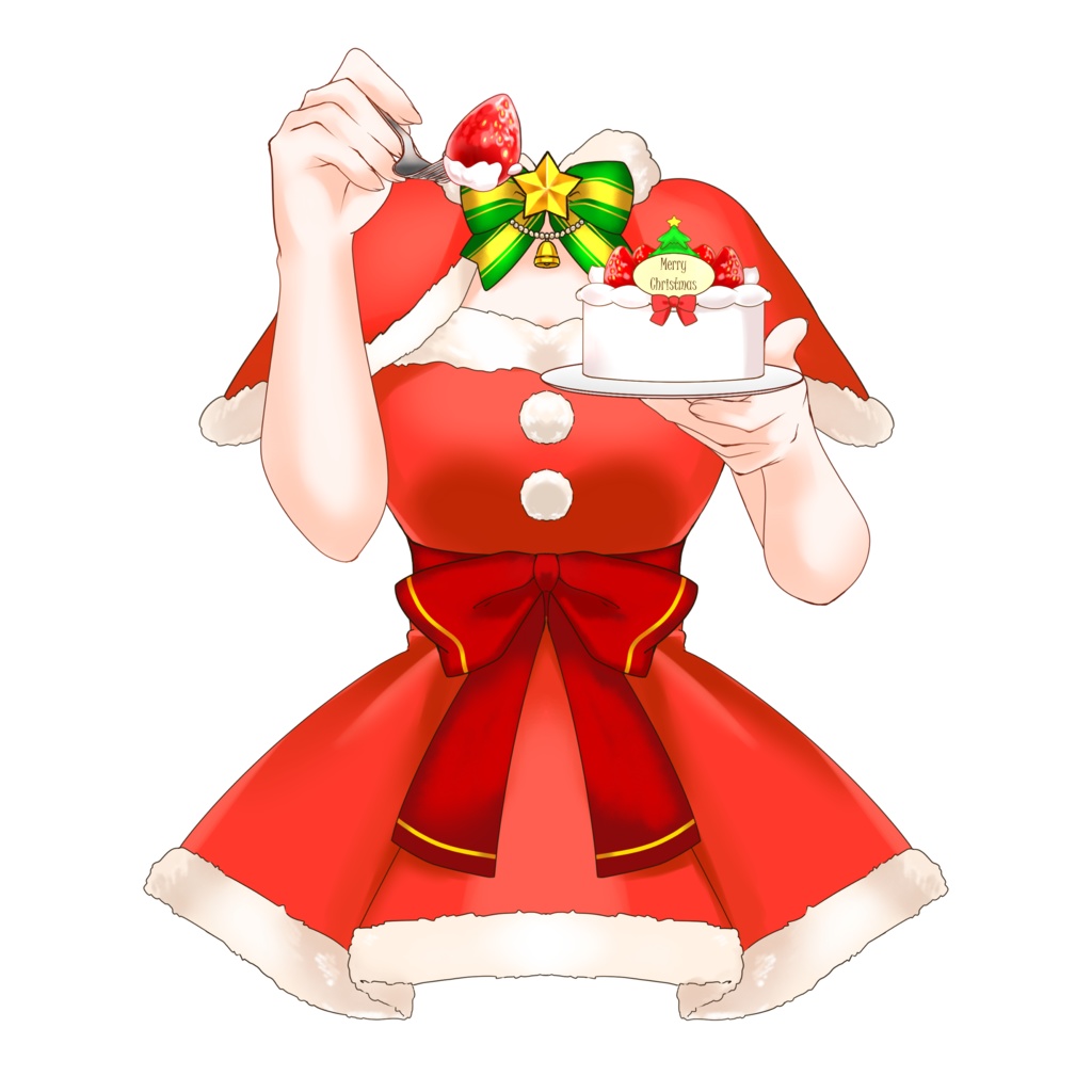 【配信者向け】サンタ衣装&ケーキをあーんできる素材