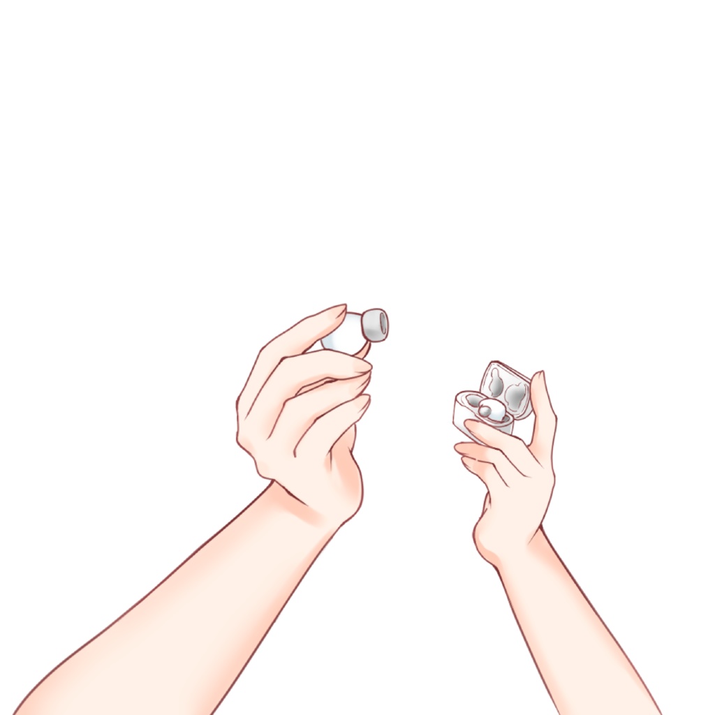 ワイヤレスイヤホンを分け合う素材:高解像度版&商用利用権