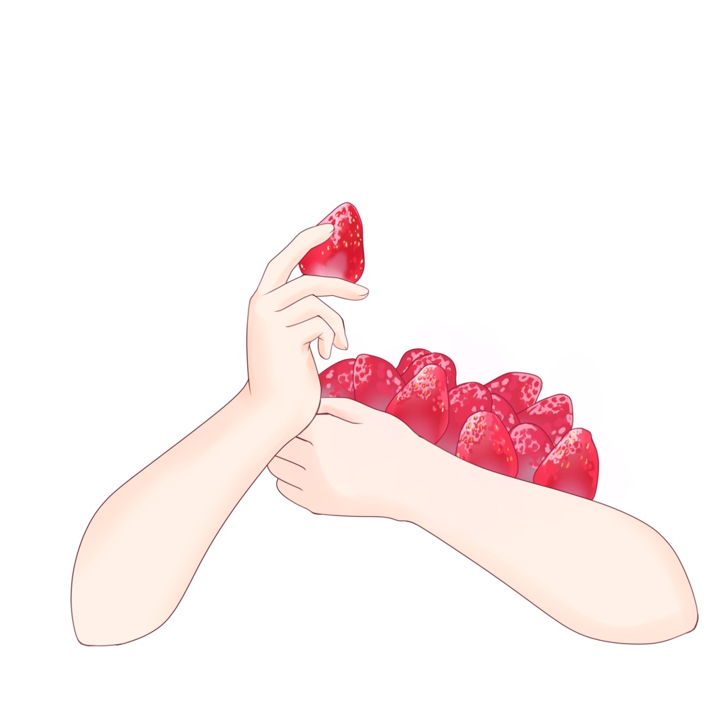 いちごを抱える手素材:高解像度版&商用利用権