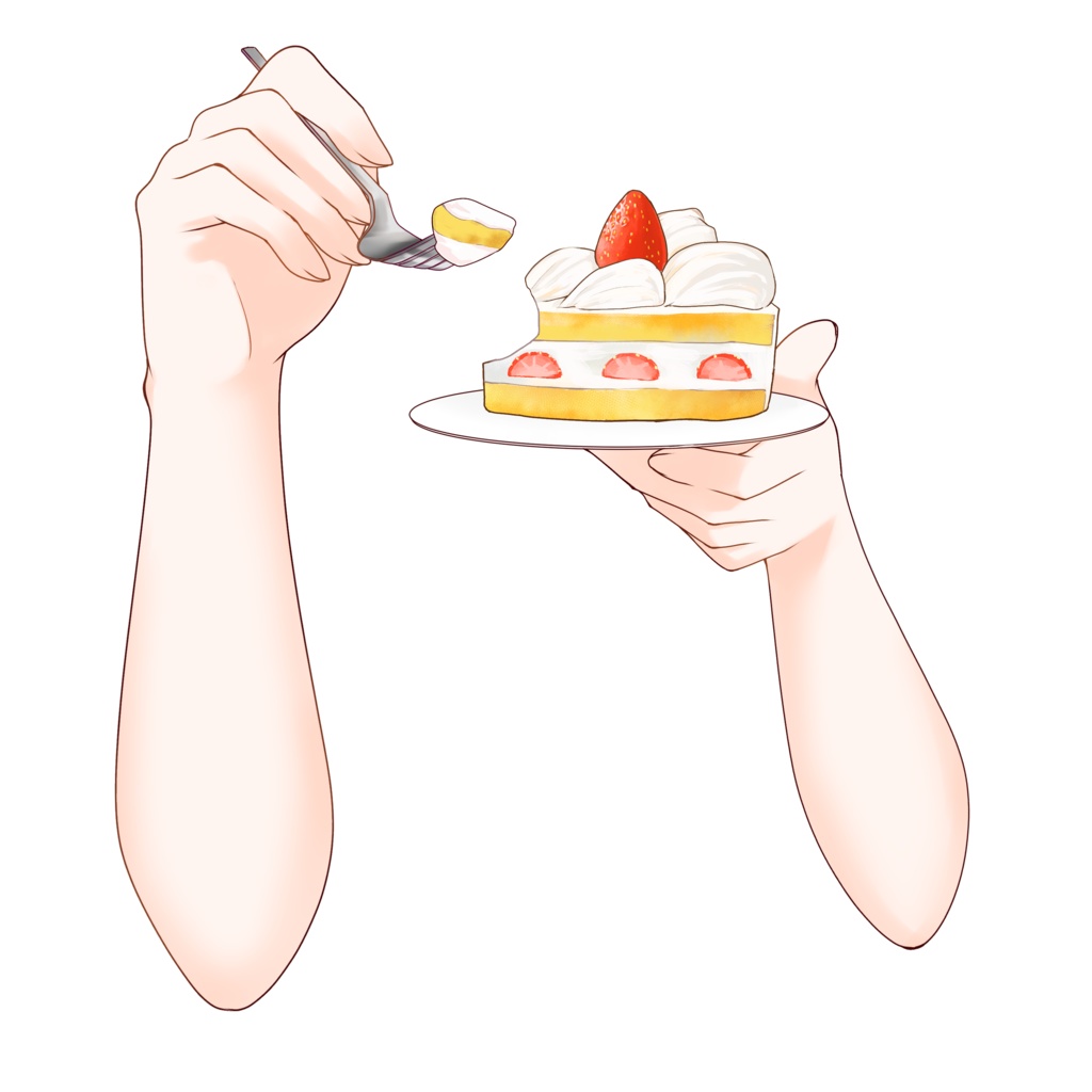 【配信者向け】ケーキをあーんする手素材:高解像度版&商用利用権