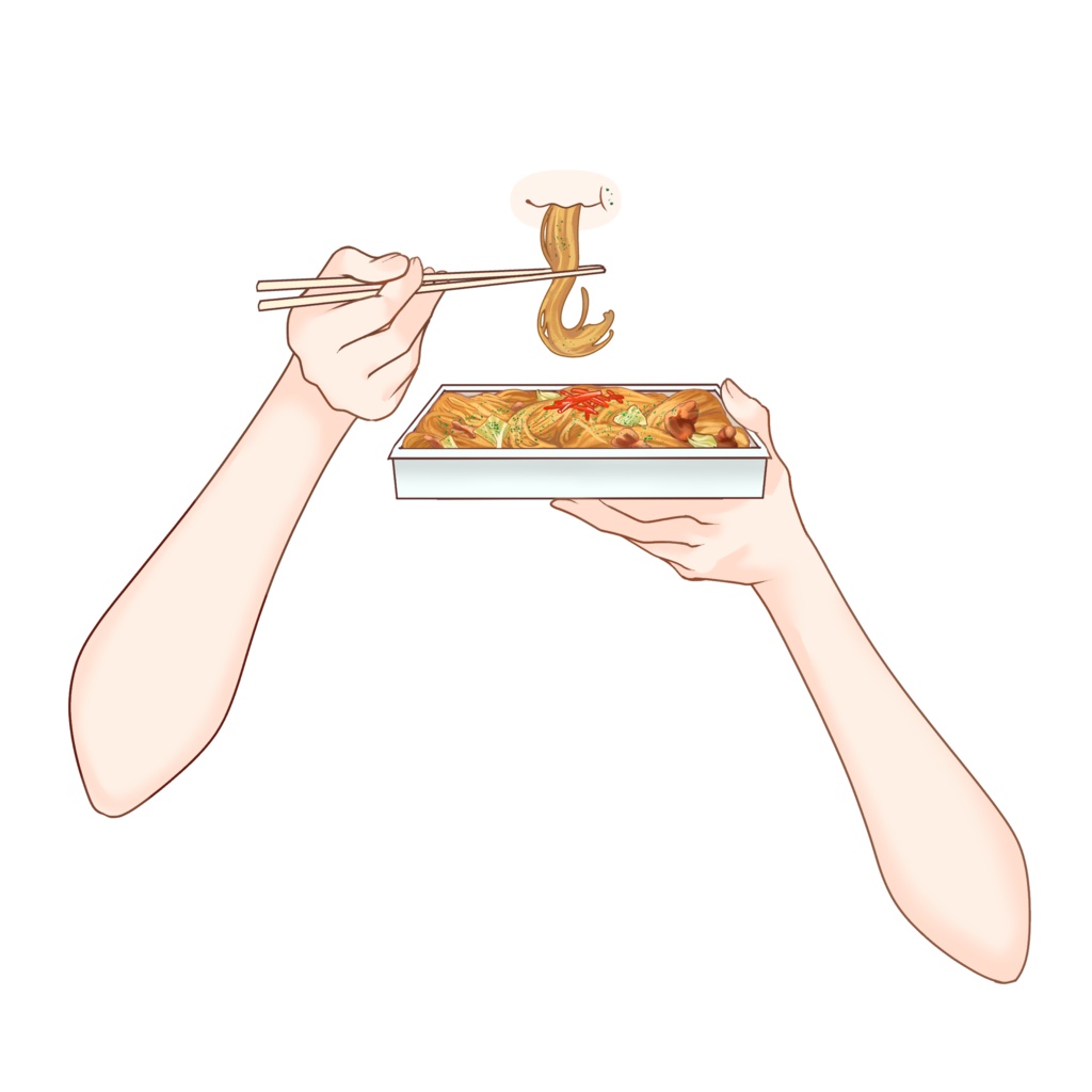 【VTuber向け】焼きそばを食べる素材:高解像度版&商用利用権