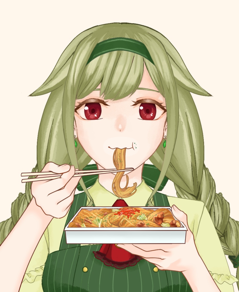 【VTuber向け】焼きそばを食べる素材:高解像度版&商用利用権