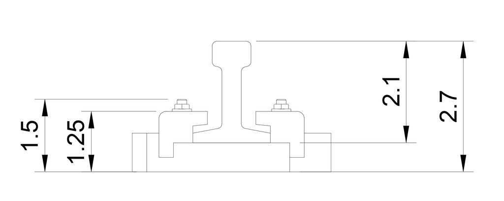 【1/80 16.5mm】【3Dデータ】A-151(A-153)型直線軌道スラブ 61.5㎜