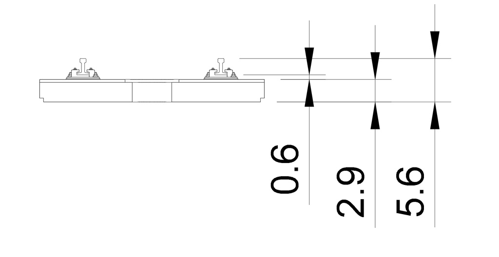 【1/80 16.5mm】【3Dデータ】A-155型直線軌道スラブ 61.5㎜