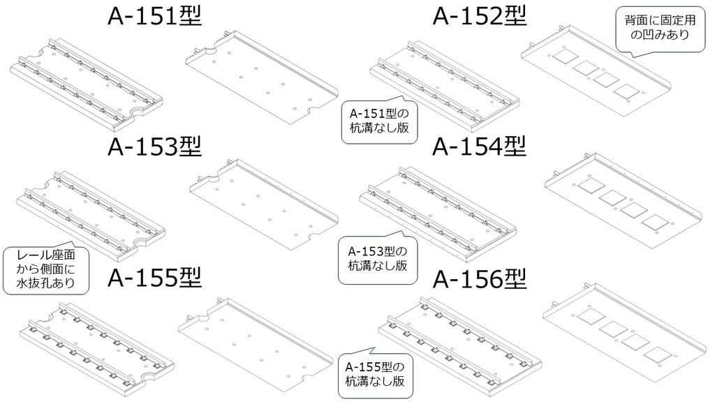 【1/80 16.5mm】【3Dデータ】A-155型直線軌道スラブ 61.5㎜