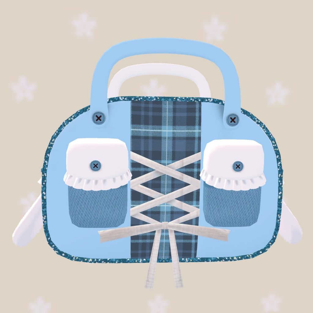 3Dモデル「たれ耳フリルボストンバック」カラー6色あり