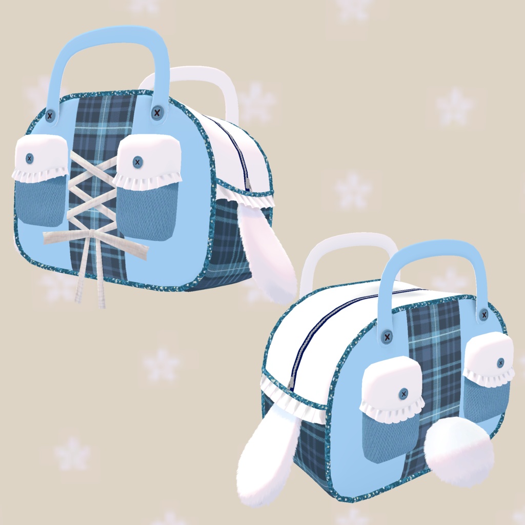 3Dモデル「たれ耳フリルボストンバック」カラー6色あり