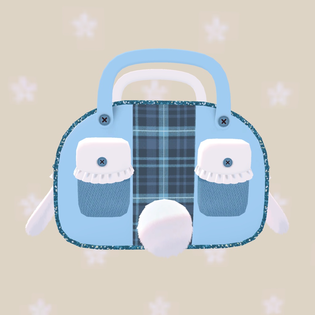 3Dモデル「たれ耳フリルボストンバック」カラー6色あり