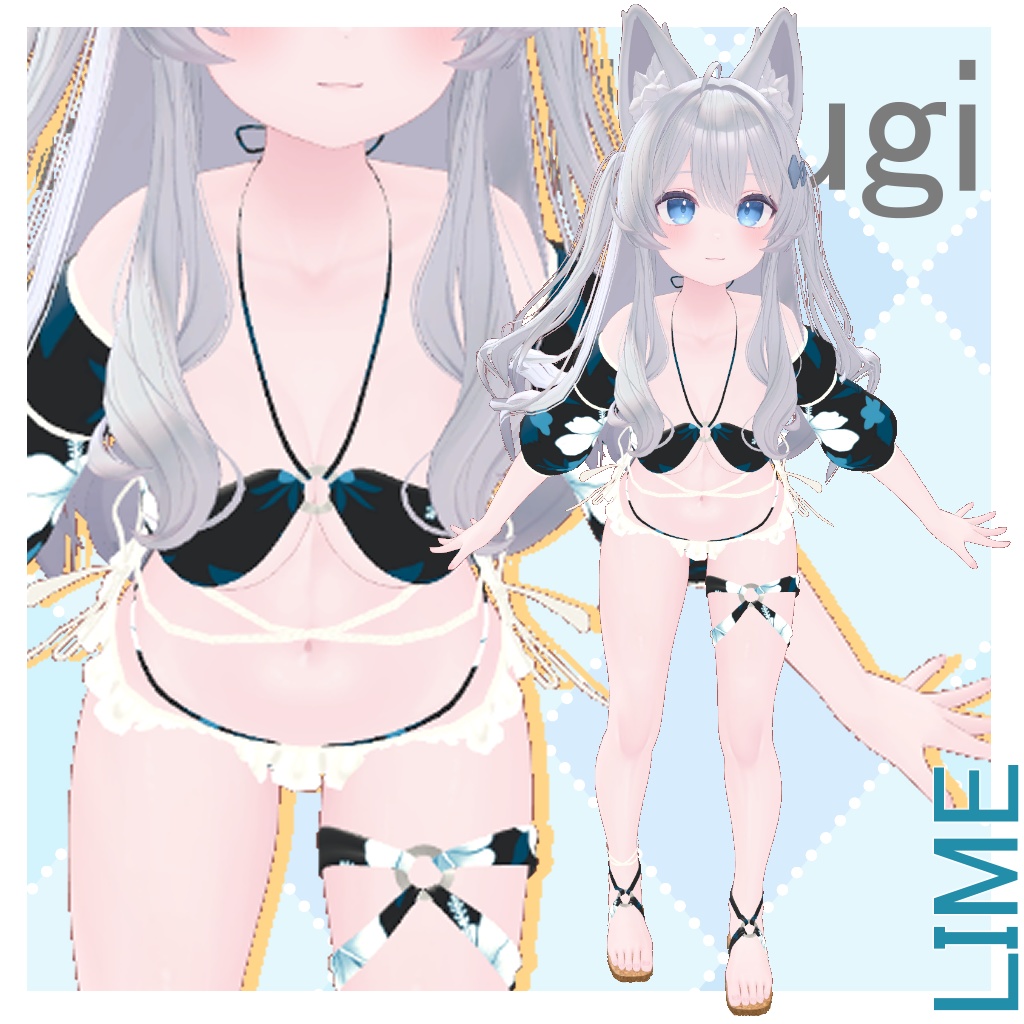 【6アバター対応】リボンフリル水着【VRChat向け衣装モデル】