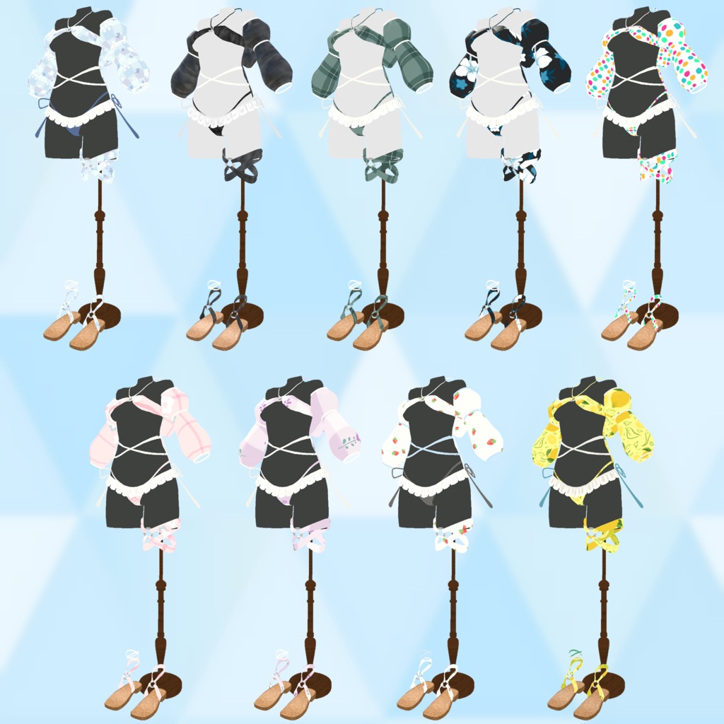 【6アバター対応】リボンフリル水着【VRChat向け衣装モデル】