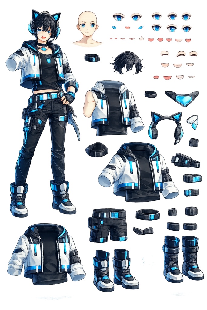 🎮 猫耳ゲーミングVTuberモデル|IRIAM / Live2D対応 パーツ分けPSD