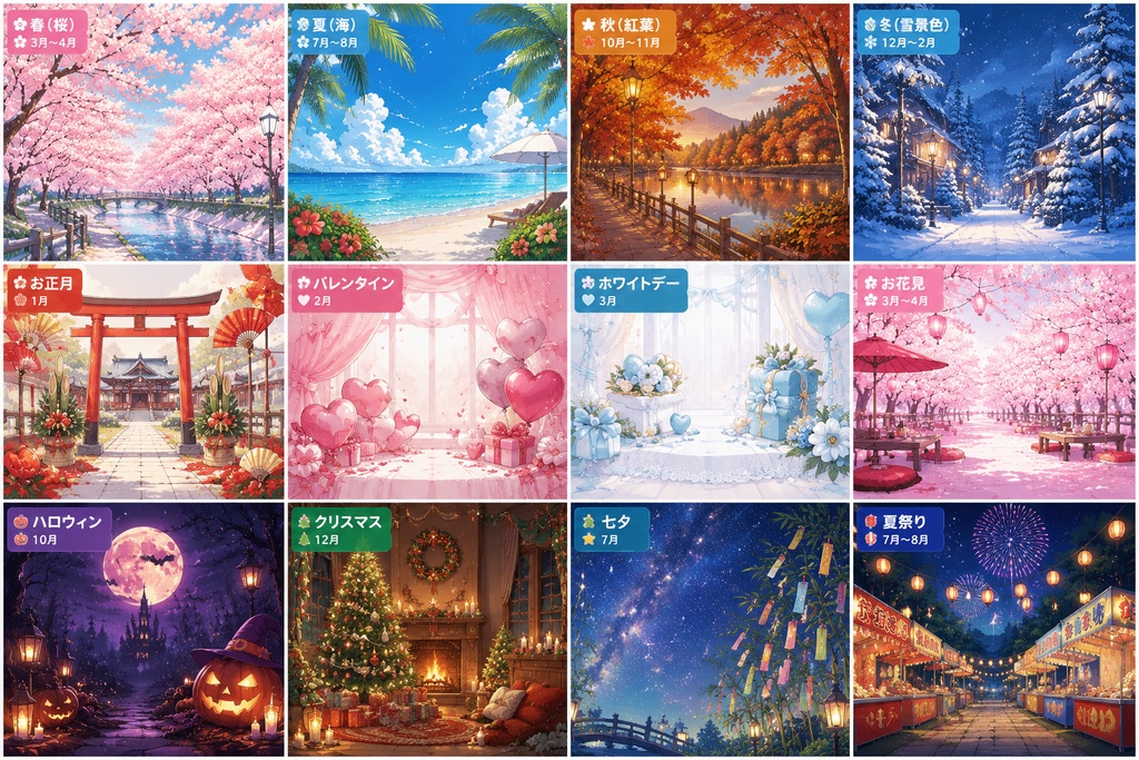 季節・イベント背景イラスト集｜VTuber・配信者・動画クリエイター向け