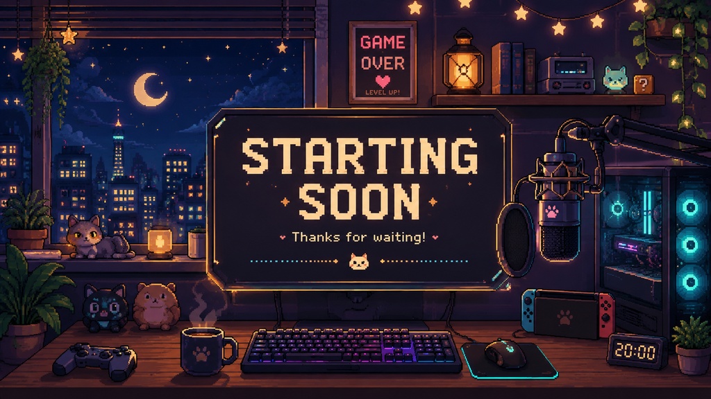 🌙 Pixel Art Streaming Screen Pack